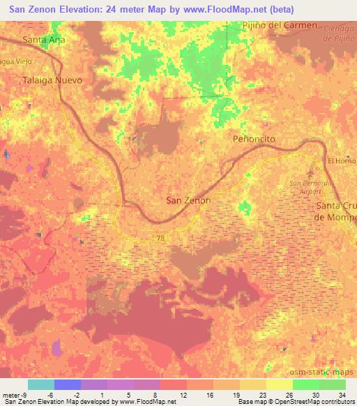 San Zenon,Colombia Elevation Map