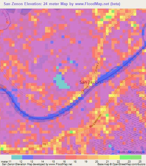 San Zenon,Colombia Elevation Map