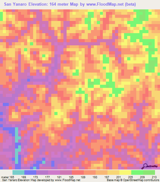 San Yanaro,Colombia Elevation Map