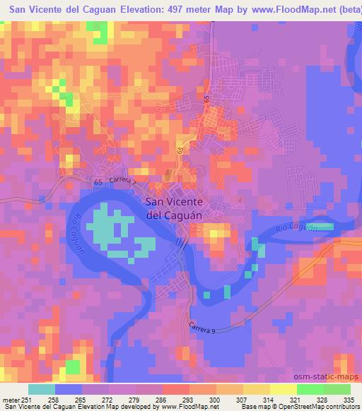 San Vicente del Caguan,Colombia Elevation Map