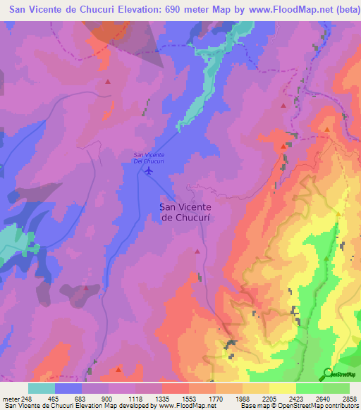 San Vicente de Chucuri,Colombia Elevation Map