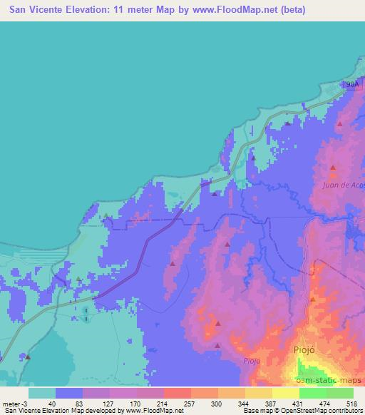 San Vicente,Colombia Elevation Map