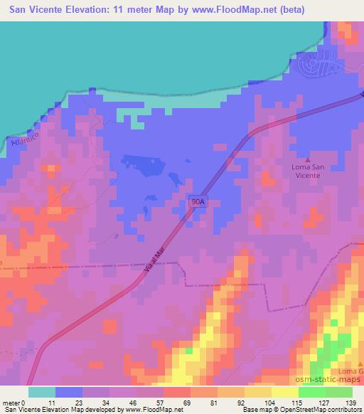 San Vicente,Colombia Elevation Map