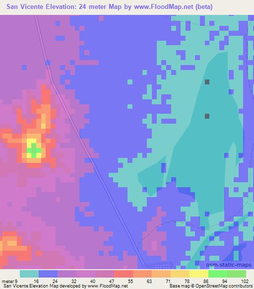 San Vicente,Colombia Elevation Map