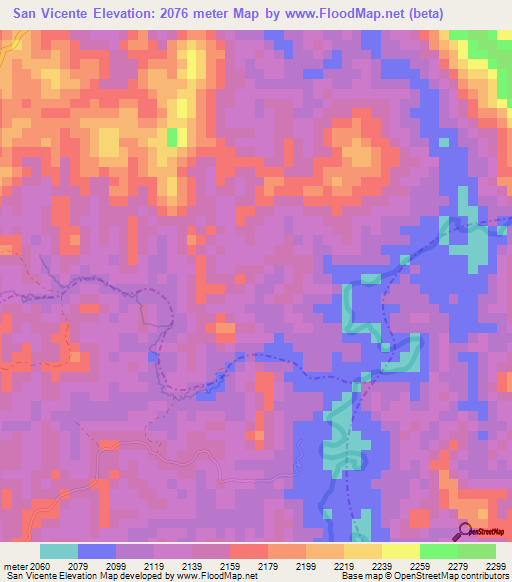 San Vicente,Colombia Elevation Map