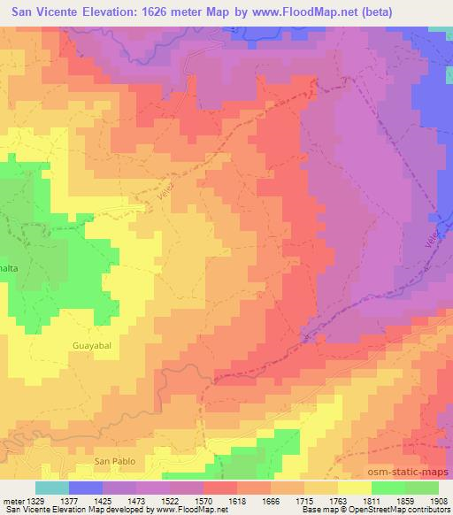 San Vicente,Colombia Elevation Map