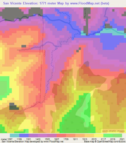 San Vicente,Colombia Elevation Map