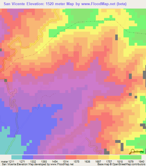 San Vicente,Colombia Elevation Map