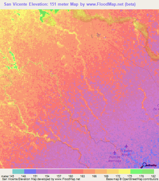 San Vicente,Colombia Elevation Map