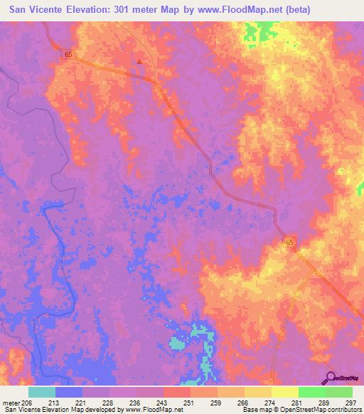 San Vicente,Colombia Elevation Map