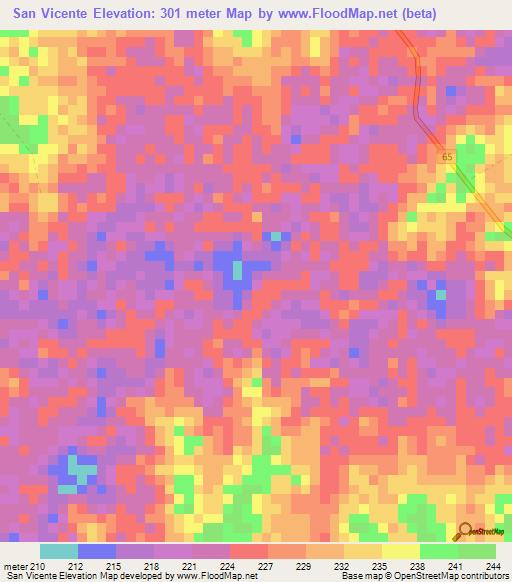 San Vicente,Colombia Elevation Map