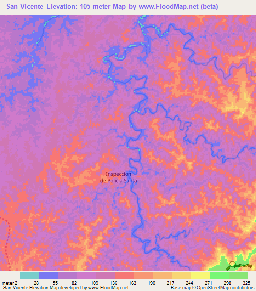 San Vicente,Colombia Elevation Map