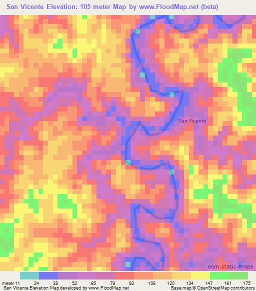 San Vicente,Colombia Elevation Map