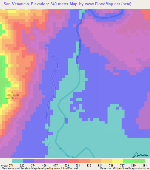 San Venancio,Colombia Elevation Map