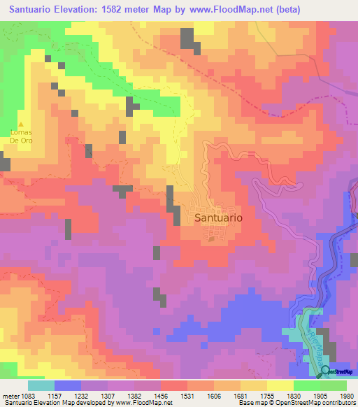 Santuario,Colombia Elevation Map