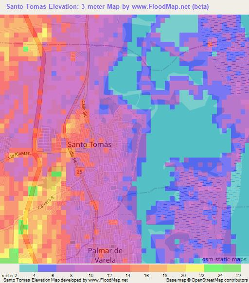 Santo Tomas,Colombia Elevation Map