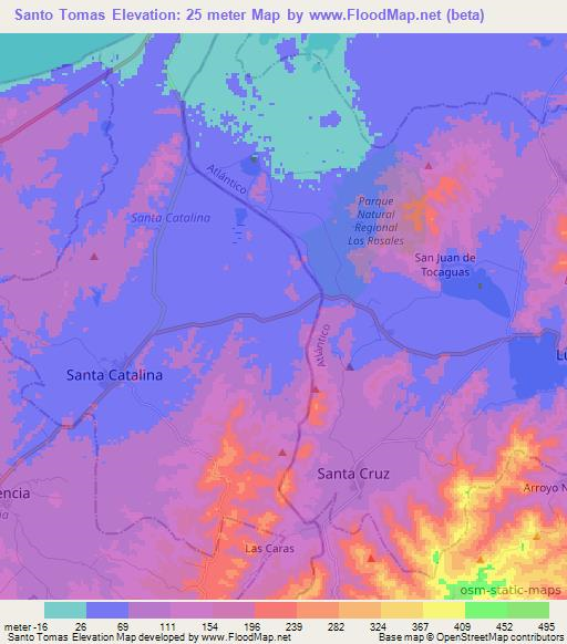 Santo Tomas,Colombia Elevation Map