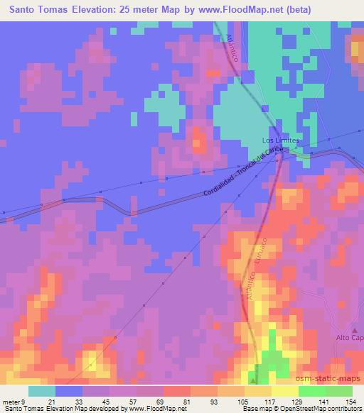 Santo Tomas,Colombia Elevation Map