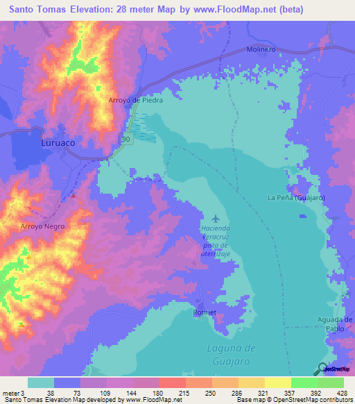 Santo Tomas,Colombia Elevation Map