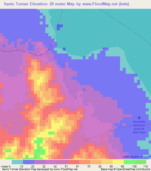 Santo Tomas,Colombia Elevation Map