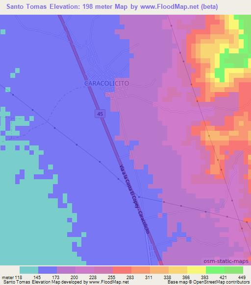 Santo Tomas,Colombia Elevation Map