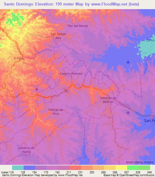 Santo Domingo,Colombia Elevation Map