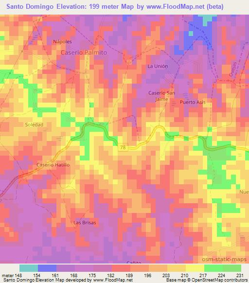 Santo Domingo,Colombia Elevation Map