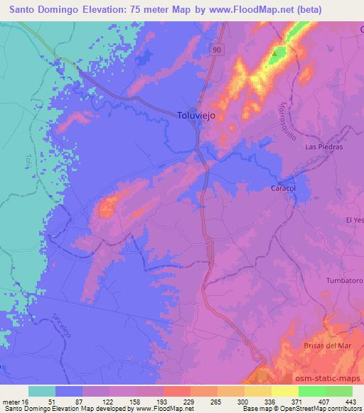 Santo Domingo,Colombia Elevation Map