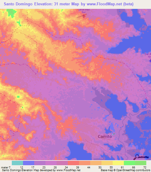 Santo Domingo,Colombia Elevation Map