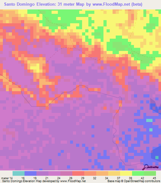 Santo Domingo,Colombia Elevation Map