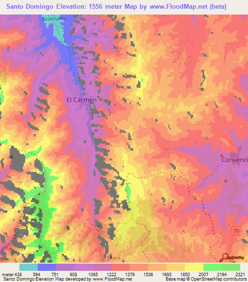 Santo Domingo,Colombia Elevation Map