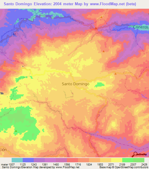 Santo Domingo,Colombia Elevation Map