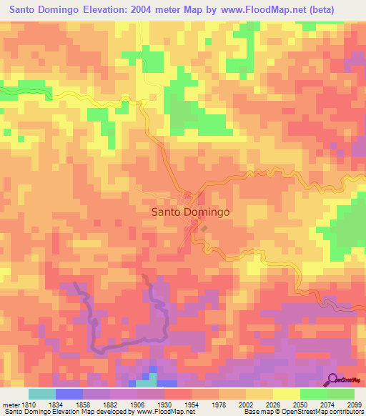 Santo Domingo,Colombia Elevation Map