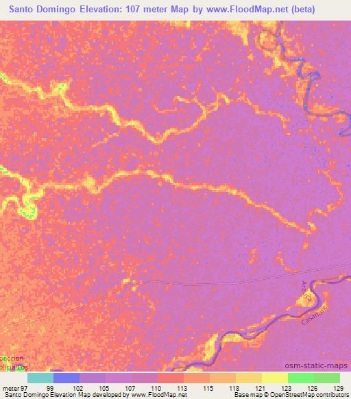 Santo Domingo,Colombia Elevation Map