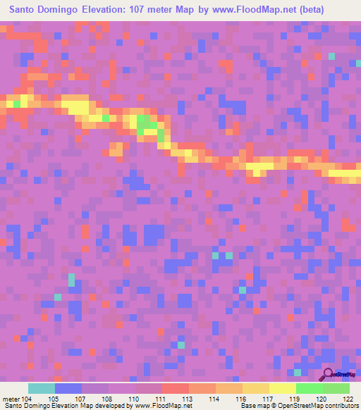 Santo Domingo,Colombia Elevation Map