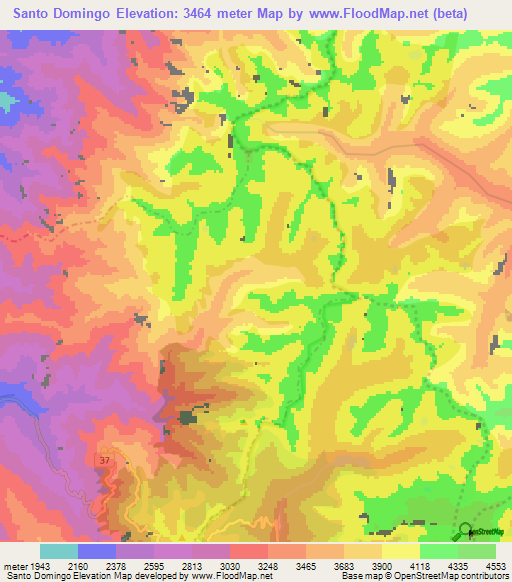 Santo Domingo,Colombia Elevation Map