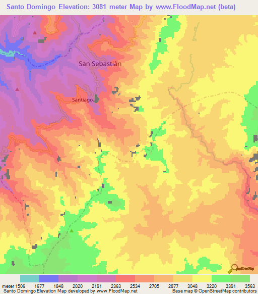 Santo Domingo,Colombia Elevation Map