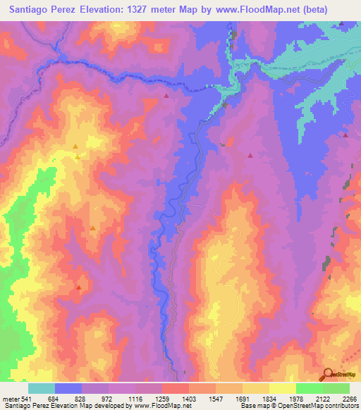 Santiago Perez,Colombia Elevation Map