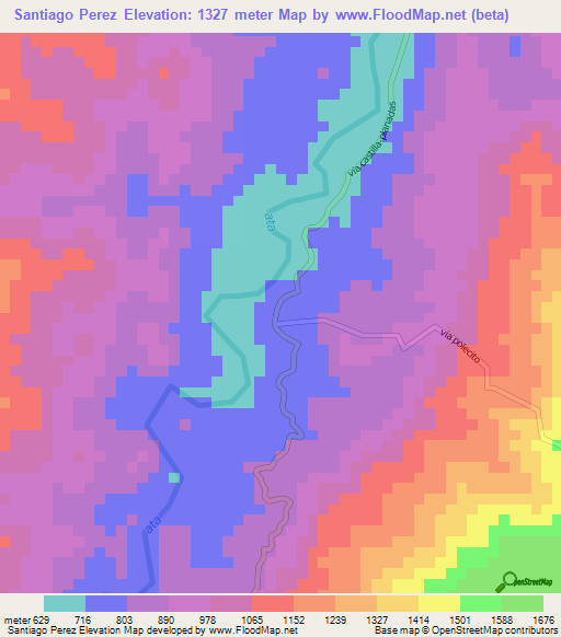 Santiago Perez,Colombia Elevation Map