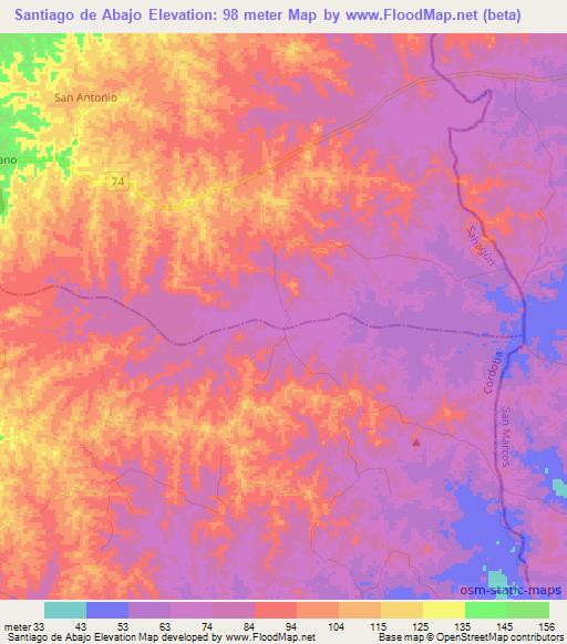 Santiago de Abajo,Colombia Elevation Map