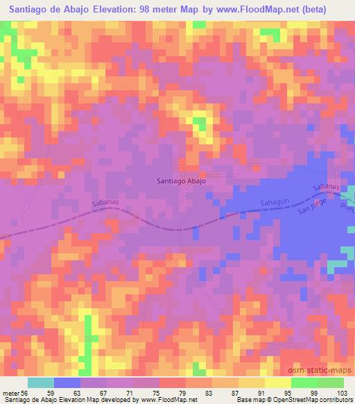 Santiago de Abajo,Colombia Elevation Map