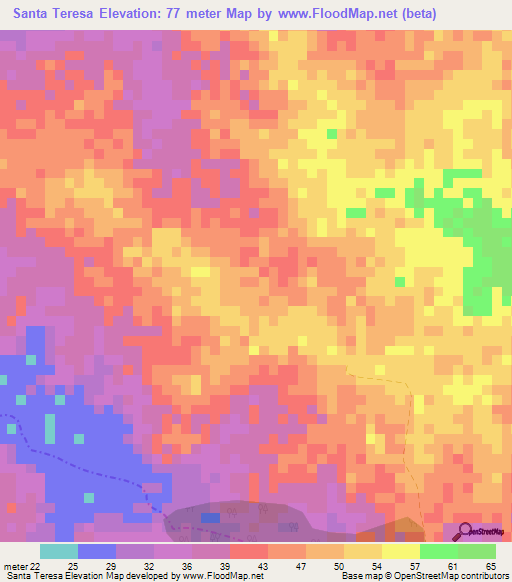 Santa Teresa,Colombia Elevation Map