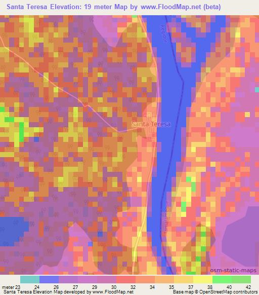 Santa Teresa,Colombia Elevation Map