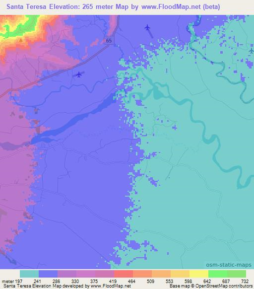 Santa Teresa,Colombia Elevation Map