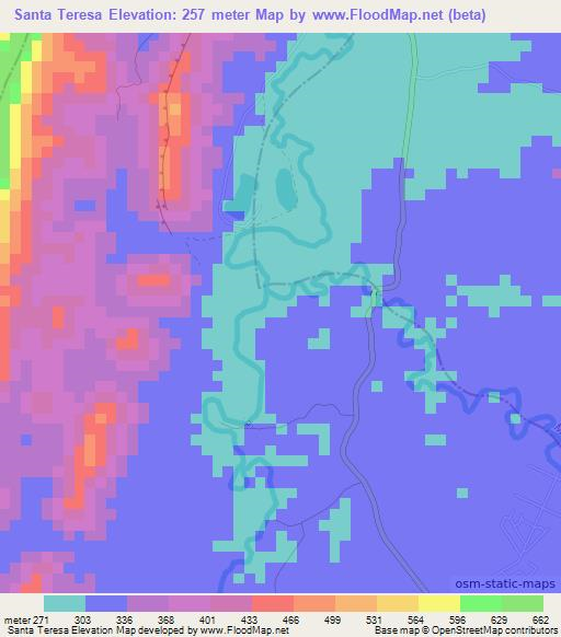 Santa Teresa,Colombia Elevation Map