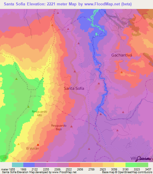 Santa Sofia,Colombia Elevation Map