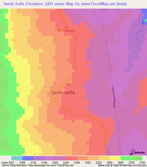 Santa Sofia,Colombia Elevation Map