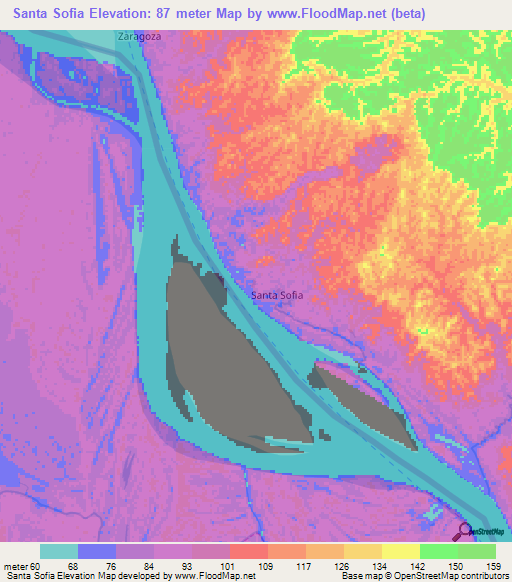 Santa Sofia,Colombia Elevation Map