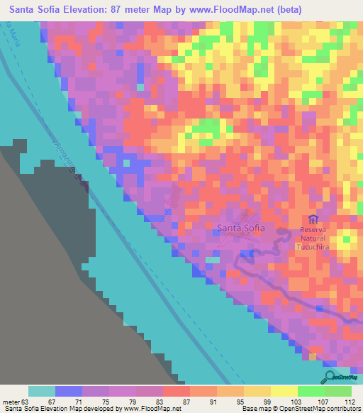 Santa Sofia,Colombia Elevation Map