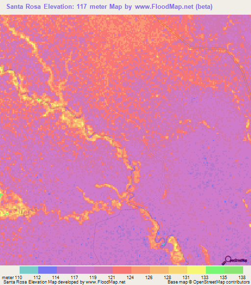 Santa Rosa,Colombia Elevation Map